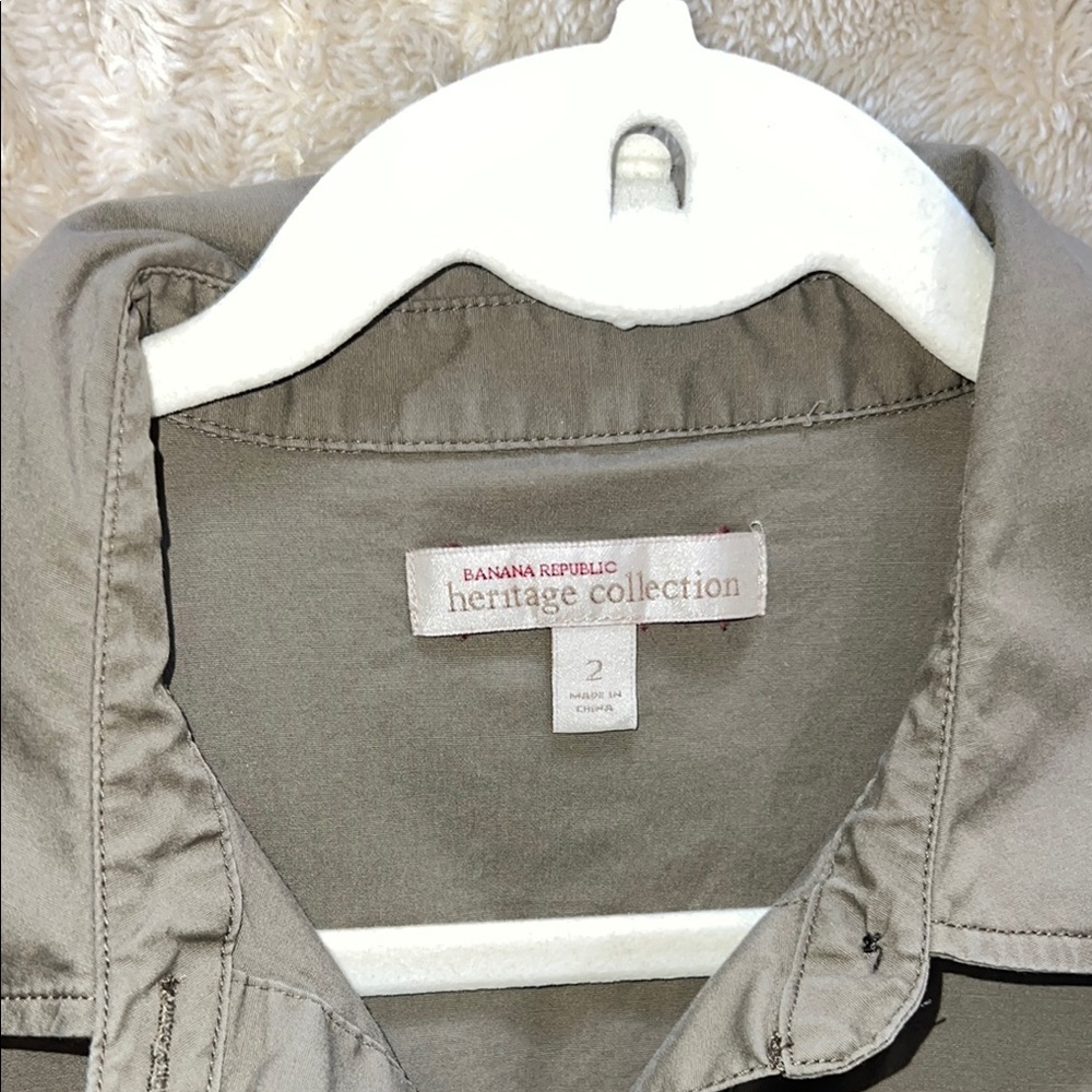 Banana Republic Chic Olive Button-Up Romper with Belt - Picture 3 of 11
